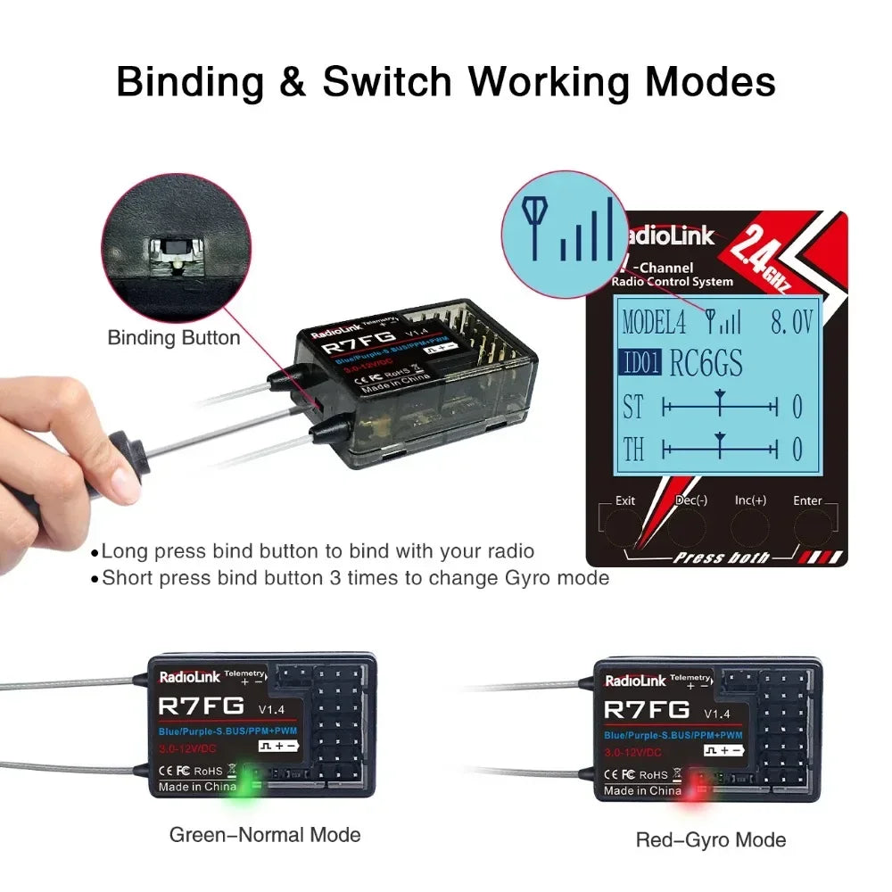 Radiolink R7FG Channle 2.4G Gyro RC Receiver