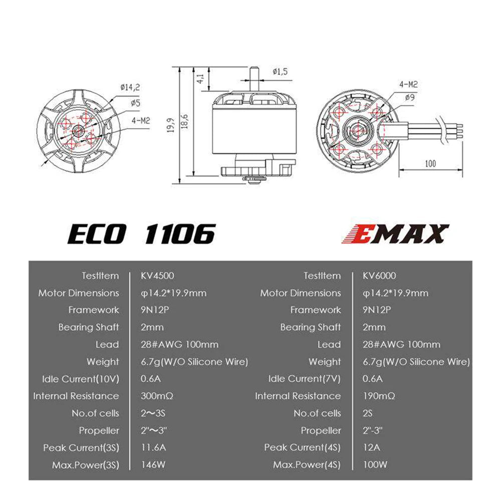 EMAX ECO Micro 1106 4500KV Brushless Motor