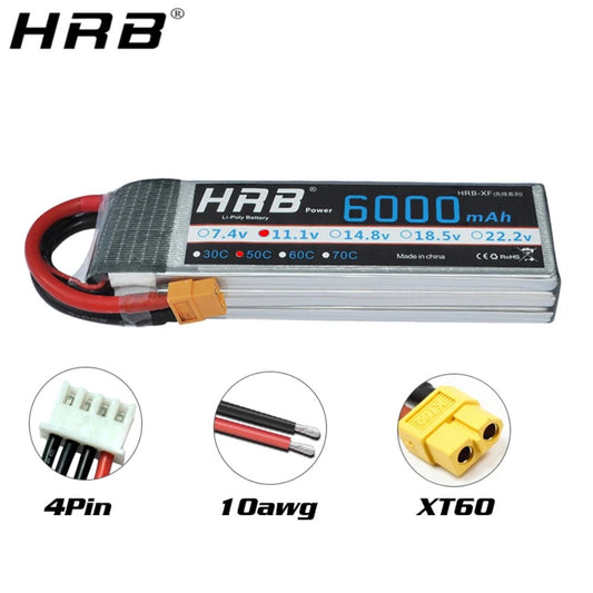 HRB 3S 11.1V 6000mAh 50C Lipo Battery