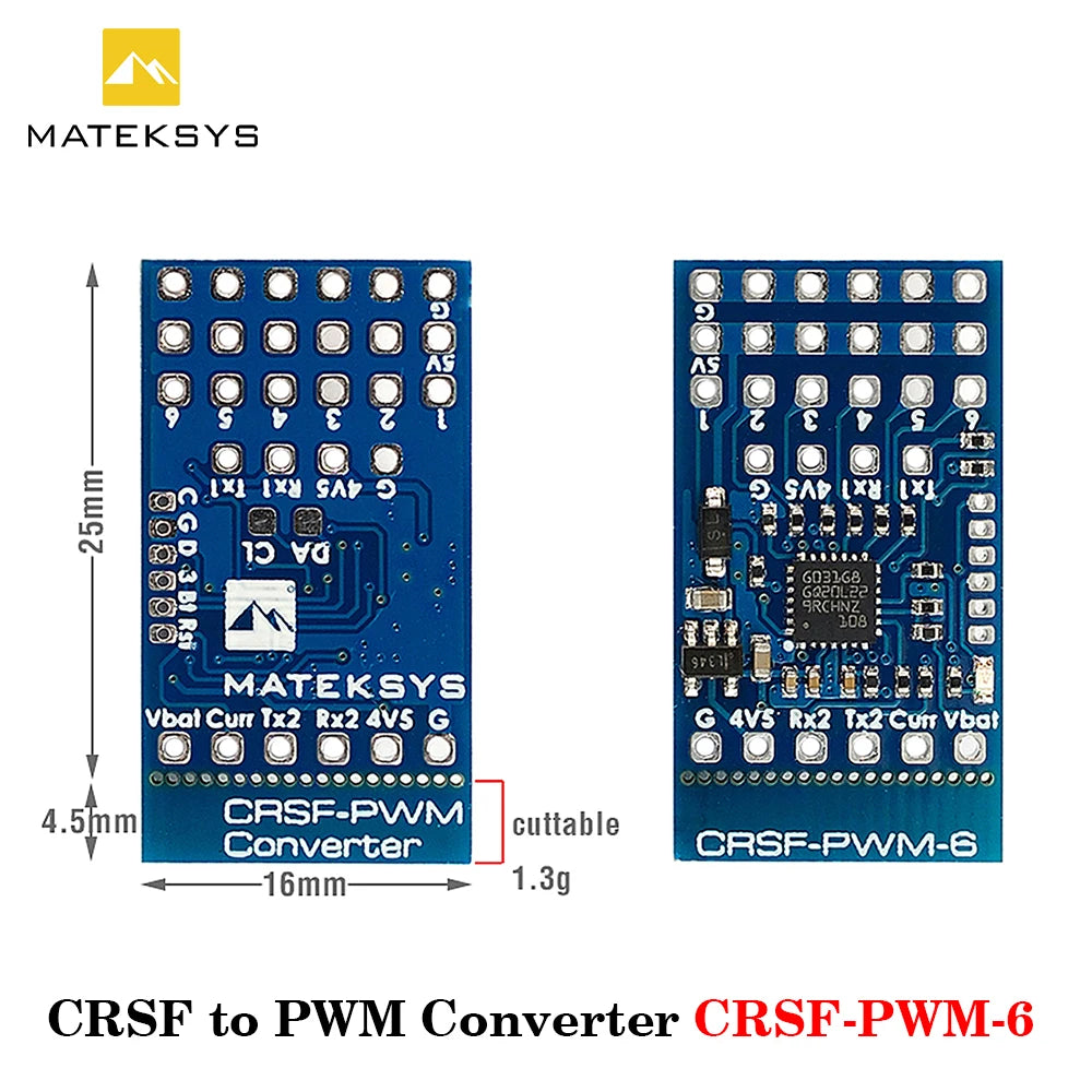 MATEKSYS CRSF TO PWM CONVERTER CRSF-PWM-B CRSF-PWM-6 CRSF-PWM-V10 CRSF-PWM-C