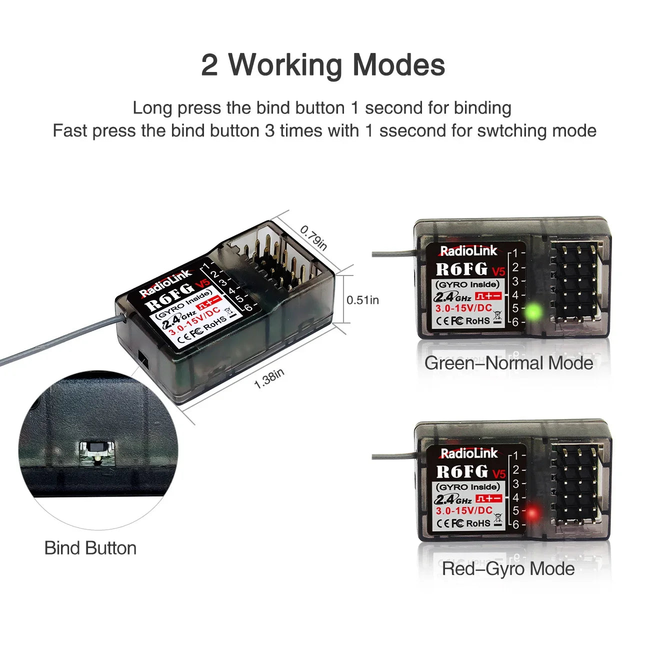 Radiolink R6FG 6 Channel 2.4G Receiver