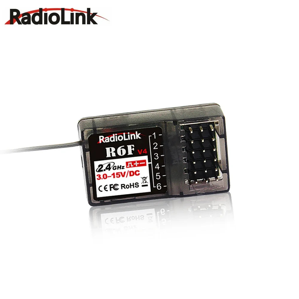 Radiolink R6F Receiver 6 Channel 2.4GHz for RC Car and Boat Radio Transmitter Remote Controller RC6GS V2 / RC4GS V2 / T8FB / T8S