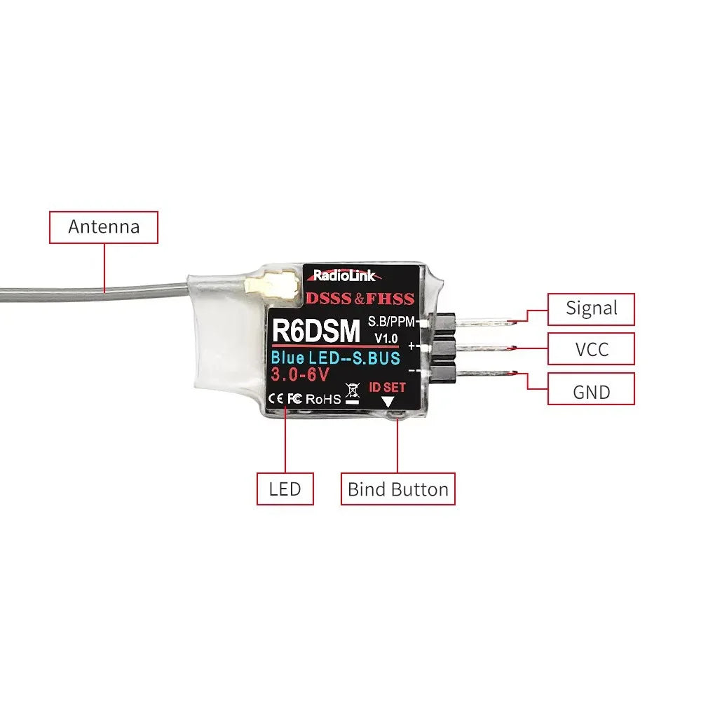 Radiolink R6DSM 2.4G 10CH RC Transmitter Receiver