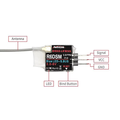 Radiolink R6DSM 2.4G 10CH RC Transmitter Receiver