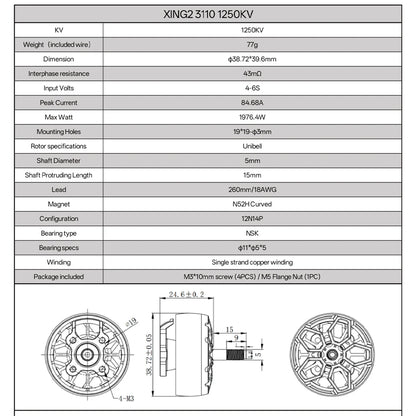 Moteur Cinelifter iFlight XING2 3110 900KV/ 1250KV/ 1600KV