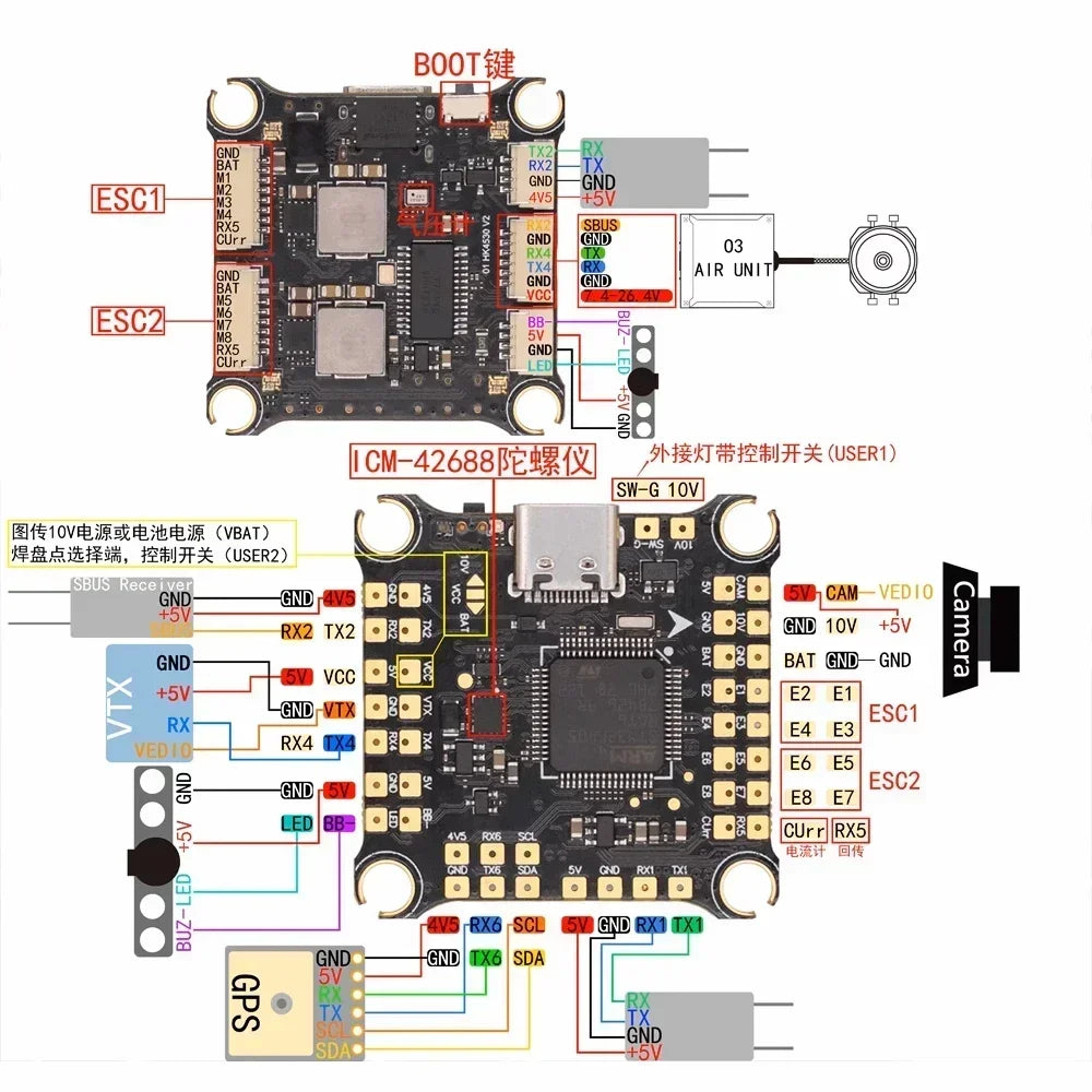 HAKRC F405 V2 F4 Flight Controller W/ 45A /50A /60A /65A 4in1 ESC