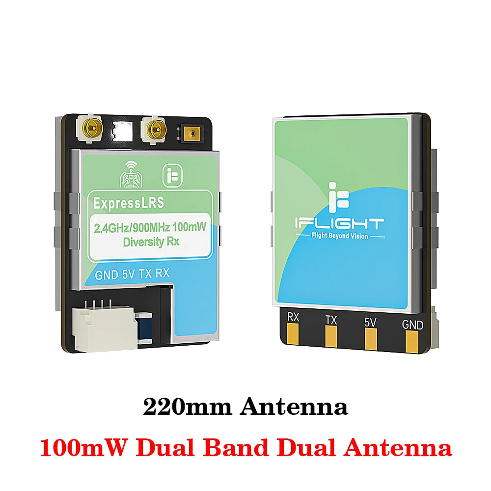iFlight ELRS 100mW/ 500mW Dual-Band True Diversity Empfänger Unterstützt 2.4GHz/ 868/ 900MHz Kompatibel GemX, Gemini