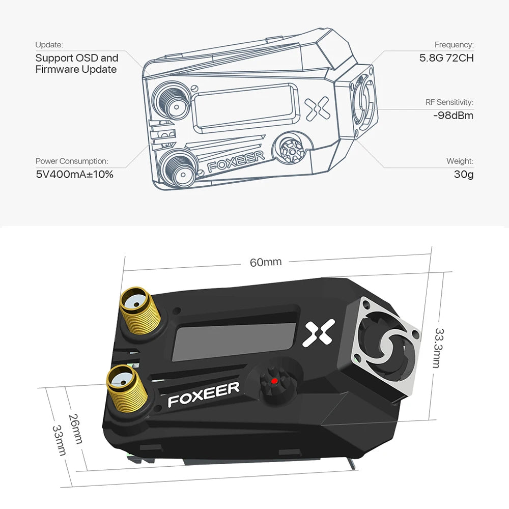 FOXEER Wildfire 5.8GHz 72CH Dual Receiver