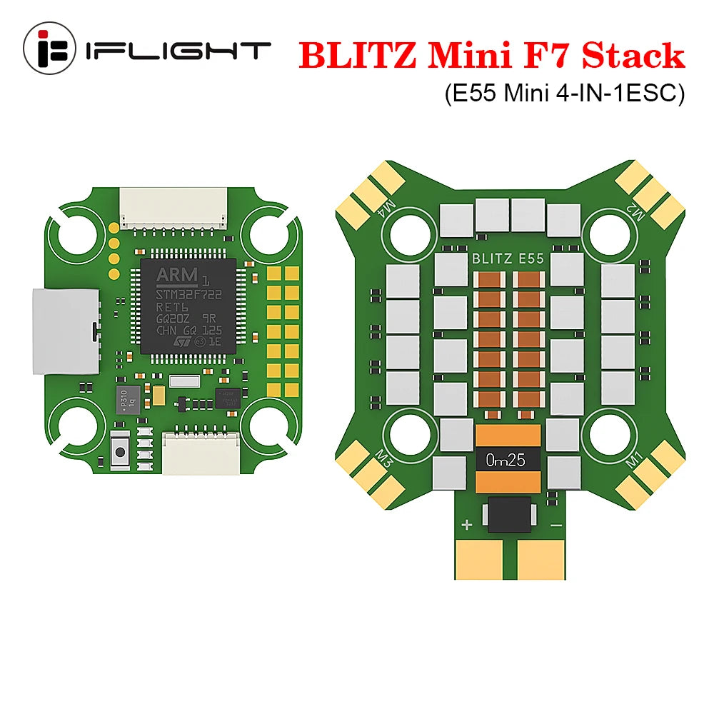 IFlight BLITZ Mini F7 Stack (BLITZ E55 4in1 ESC 2-6S/ BLITZ Force 5.8GHz 600mW Adjustable VTX)