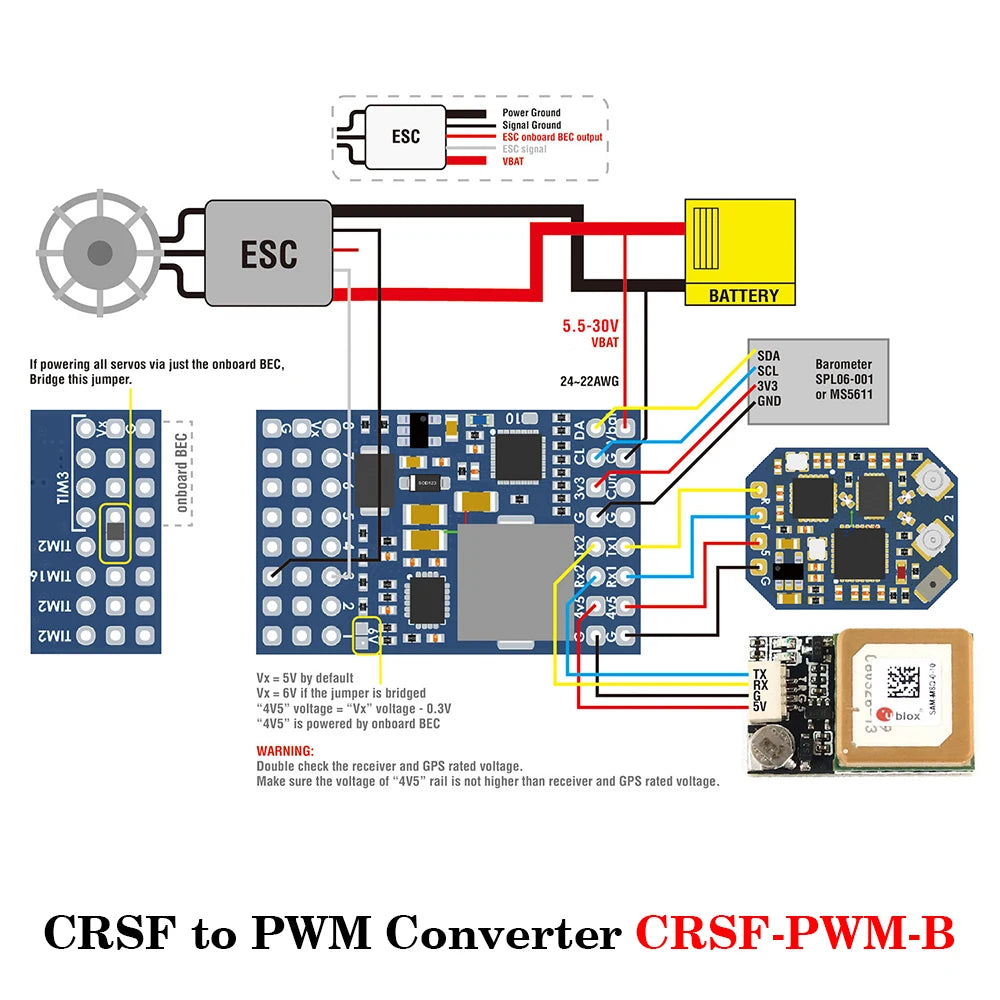 MATEKSYS CRSF TO PWM CONVERTER CRSF-PWM-B CRSF-PWM-6 CRSF-PWM-V10 CRSF-PWM-C