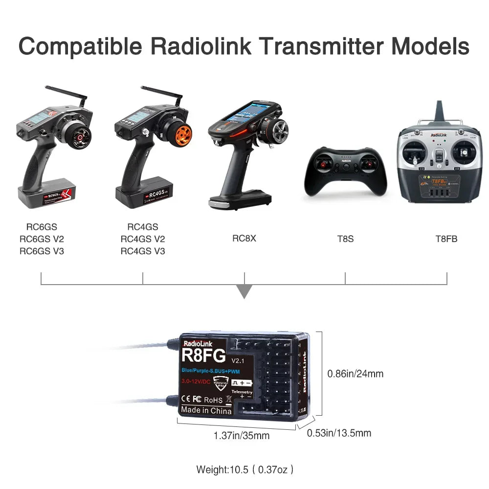 Radiolink R8FG 8 Channle 2.4G Gyro RC Receiver