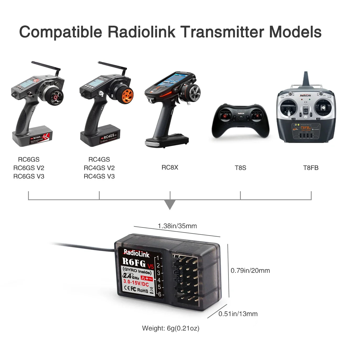 Radiolink R6FG 6 Channel 2.4G Receiver