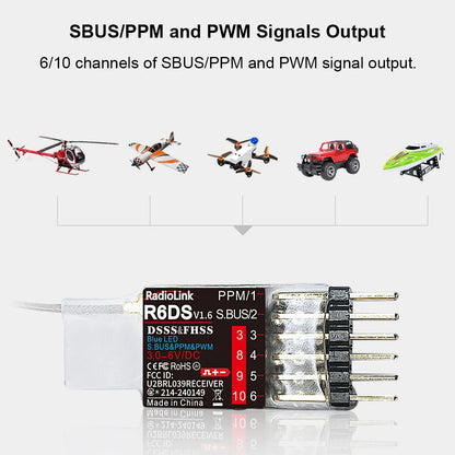 Radiolink R6DS 2.4G 6/ 10 Channels Receiver