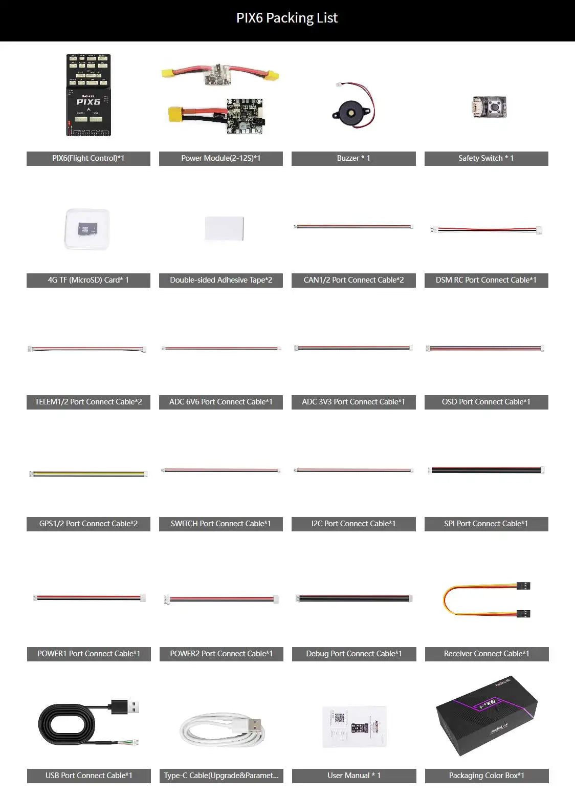 Radiolink PIX6 Open Source ArduPilot Firmware FC Built-in BMI088, ICM42688-P Gyroscope OSD for RC FPV Drone/ 2-8 Axis Multirotor