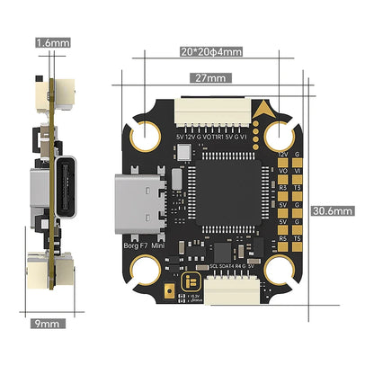 IFlight Borg F7 Mini Flight Controller Stack ICM42688 Flash 32MB avec 60A Mini BL32 (ESC 32Bit) 2-6S