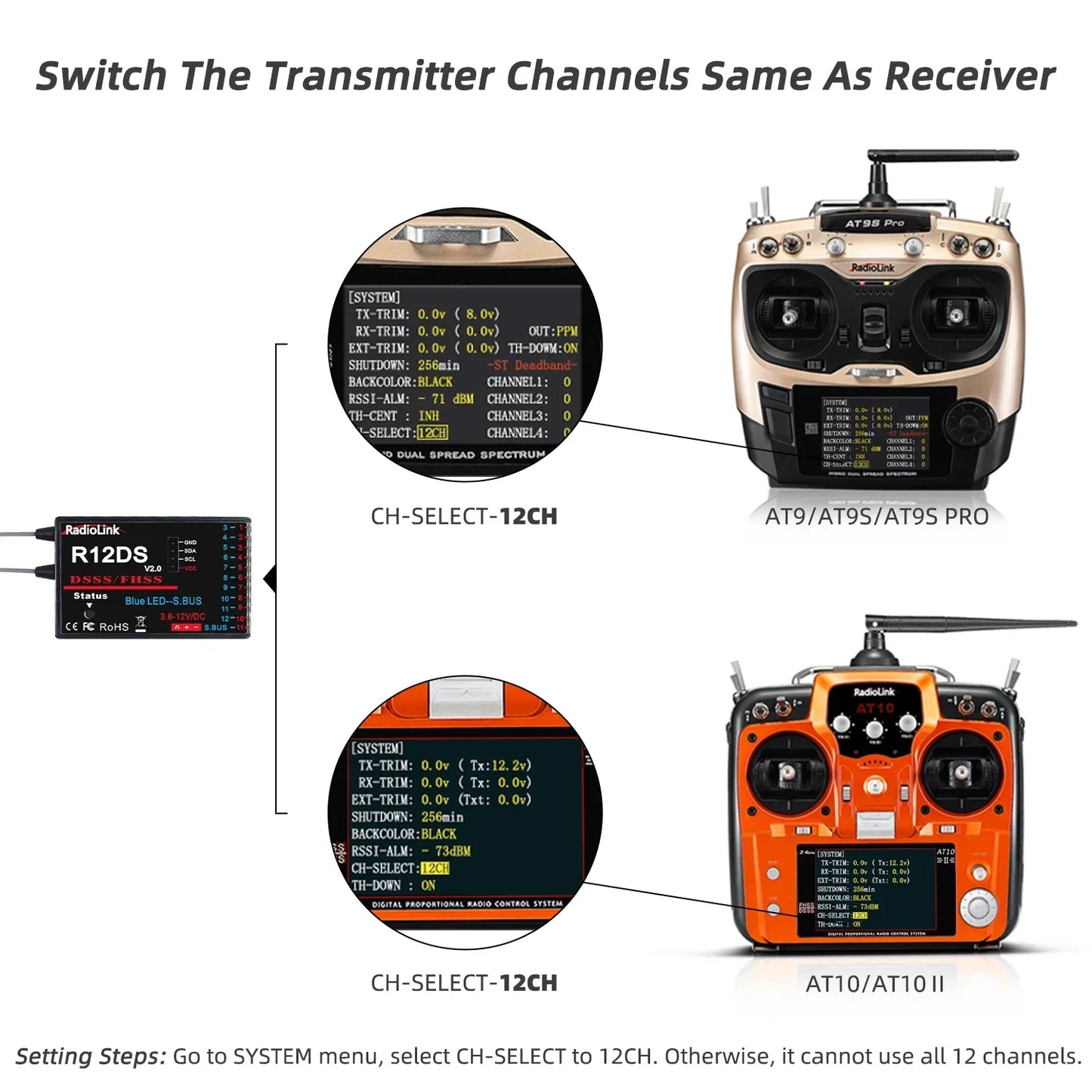 Radiolink R12DS 2.4GHz 12-Kanal Empfänger